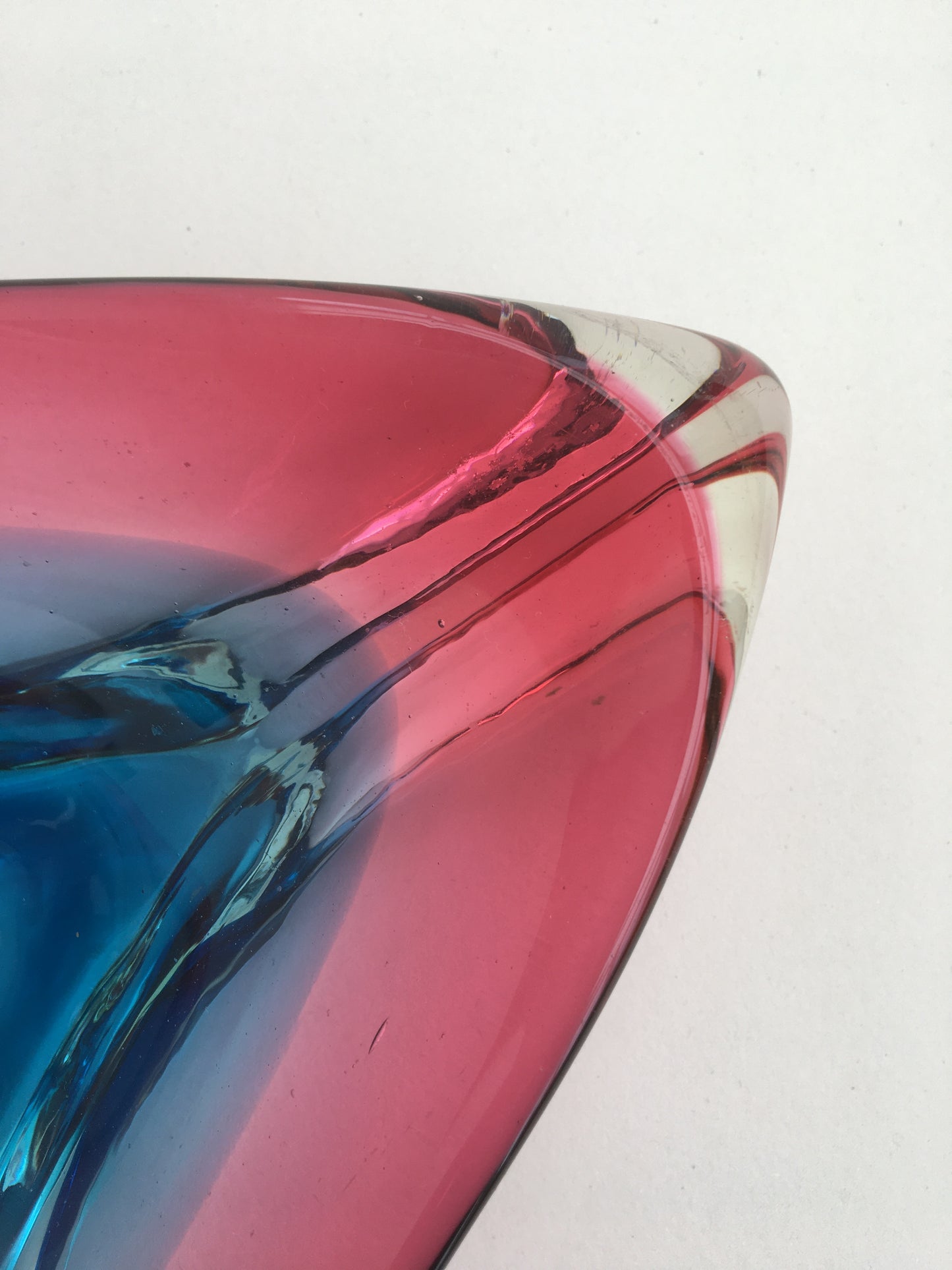Triangular Murano Glass Sommerso Bowl