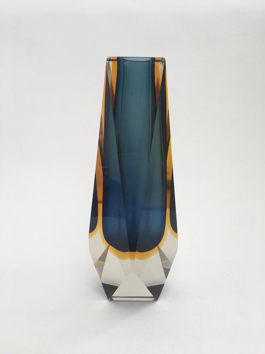 Faceted Murano Glass Sommerso Vase