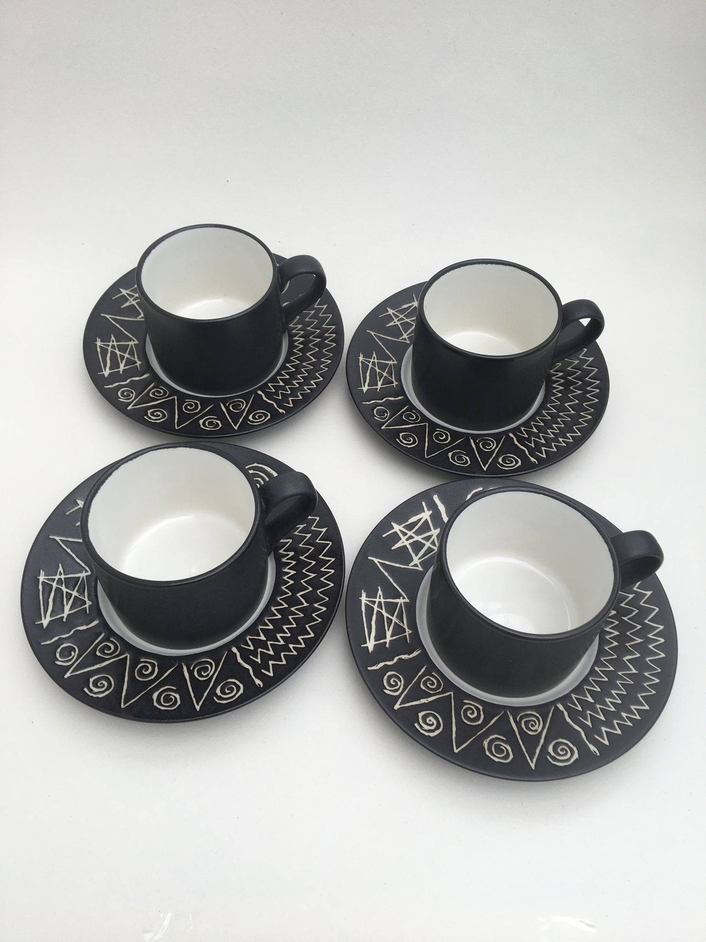 Habitat - Scraffito Cups & Saucers