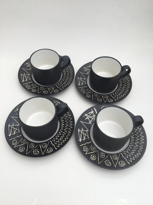 Habitat - Scraffito Cups & Saucers