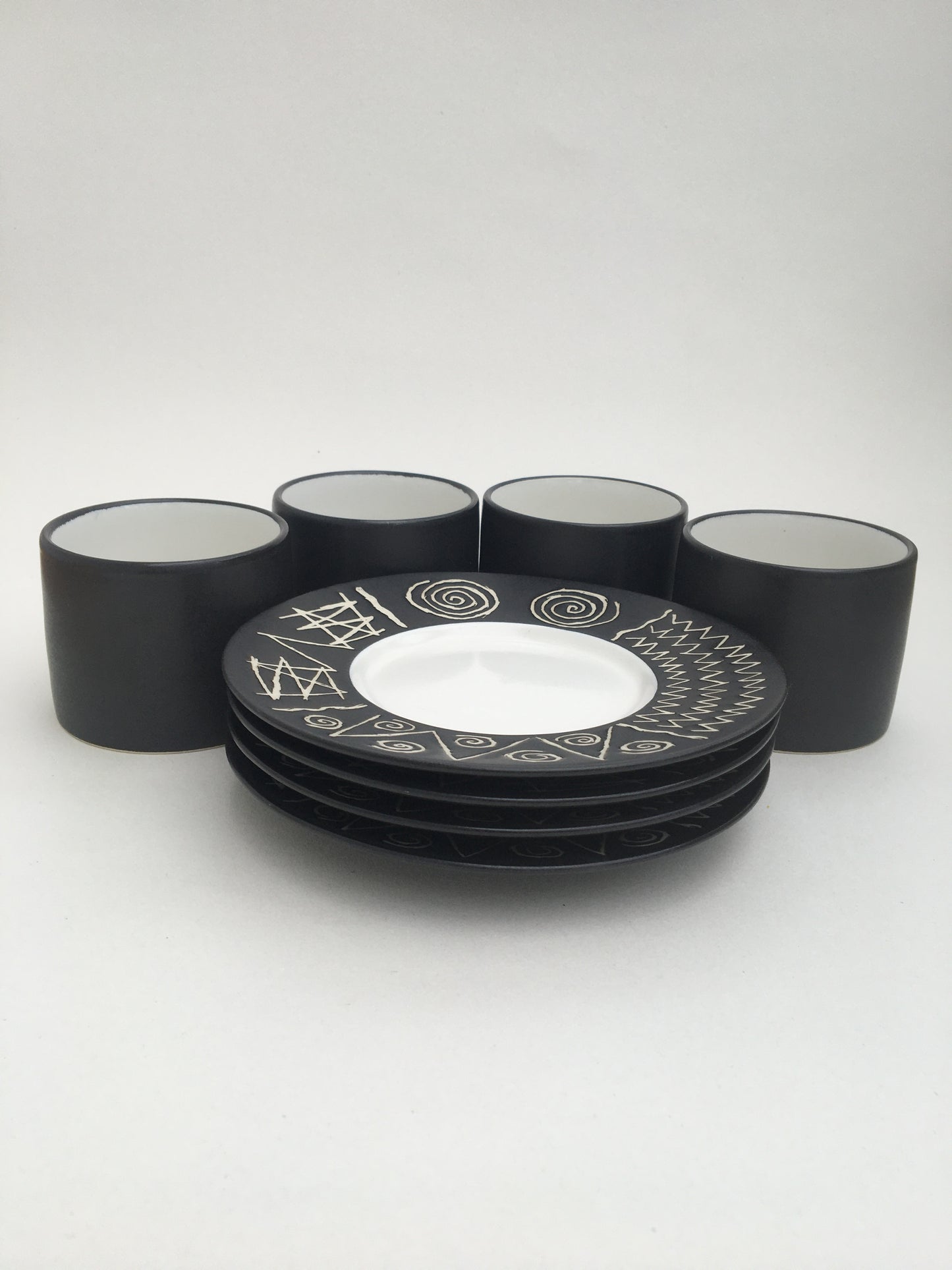Habitat - Scraffito Cups & Saucers