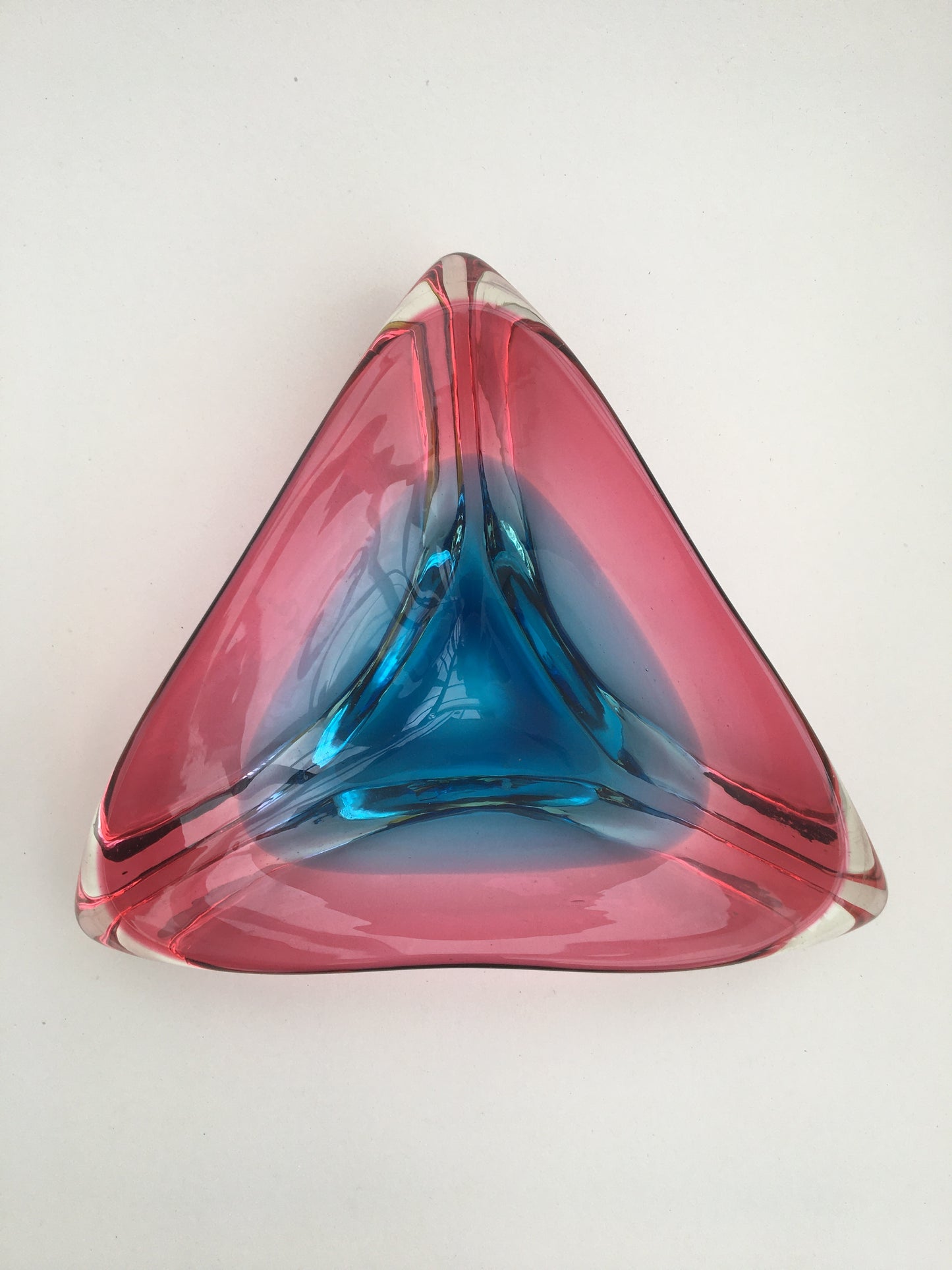 Triangular Murano Glass Sommerso Bowl