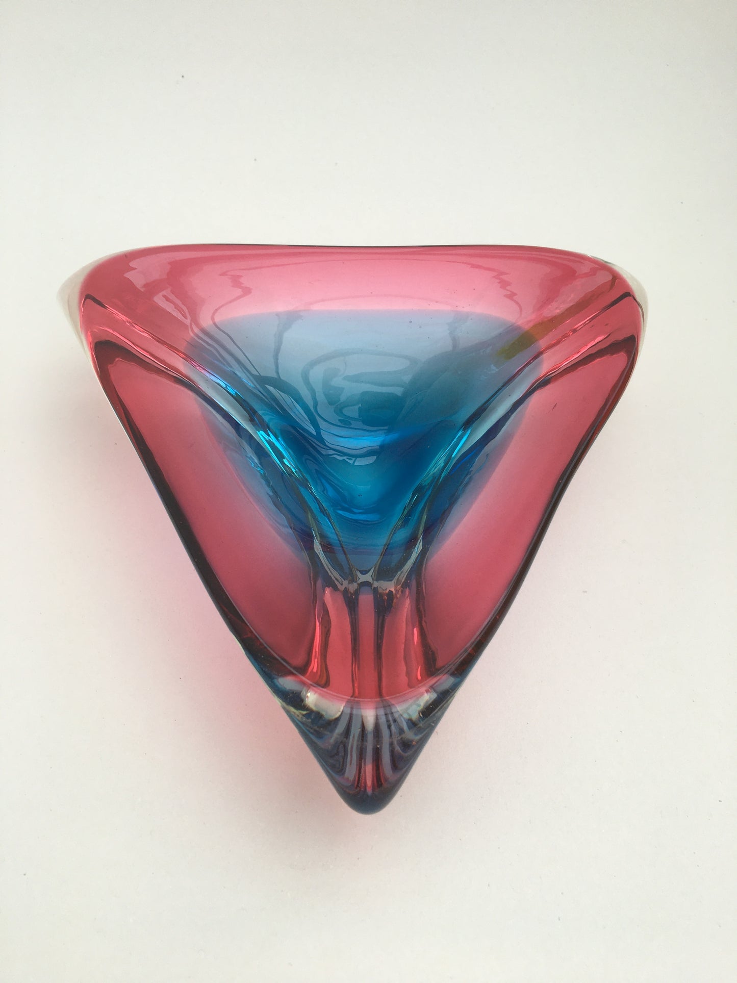 Triangular Murano Glass Sommerso Bowl