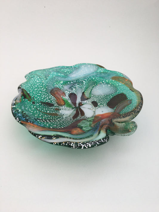 Murano Glass Tutti-Frutti Leaf Bowl